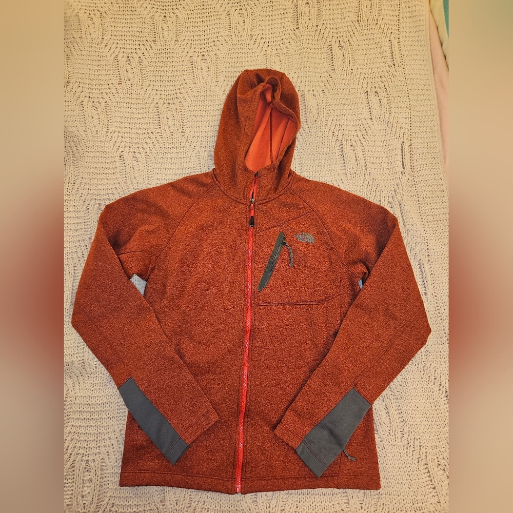 The North Face Men's Orange and Gray Hooded Jacket